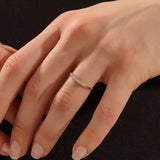 14k solid gold middle pave moissanite slim band ring for women