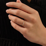 14k solid gold middle pave moissanite slim band ring for women