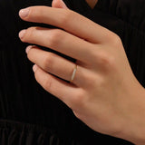 14k solid gold middle pave moissanite slim band ring for women