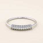 14k solid gold middle pave moissanite slim band ring for women