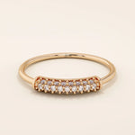 14k solid gold middle pave moissanite slim band ring for women