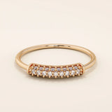 14k solid gold middle pave moissanite slim band ring for women