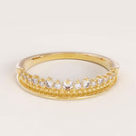 HALF ETERNITY MILGRAIN AND PAVE SPARKLING STONES STACKING WEDDING RING FOR WOMEN IN 14K SOLID GOLD