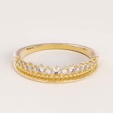 HALF ETERNITY MILGRAIN AND PAVE SPARKLING STONES STACKING WEDDING RING FOR WOMEN IN 14K SOLID GOLD