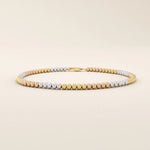 14k solid gold minimalist chain bracelet with mixed metal of rose, yellow, and white gold beads for women