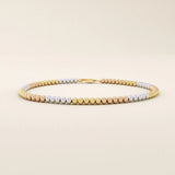 14k solid gold minimalist chain bracelet with mixed metal of rose, yellow, and white gold beads for women