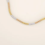 14k solid rose white yellow gold beaded chain necklace for women