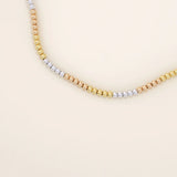 14k solid rose white yellow gold beaded chain necklace for women