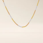 14k solid rose white yellow gold beaded chain necklace for women