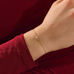 14k solid gold pave tiny moissanite stones evil eye bracelet for women