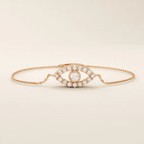 14k solid gold pave tiny moissanite stones evil eye bracelet for women