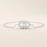 14k solid gold pave tiny moissanite stones evil eye bracelet for women