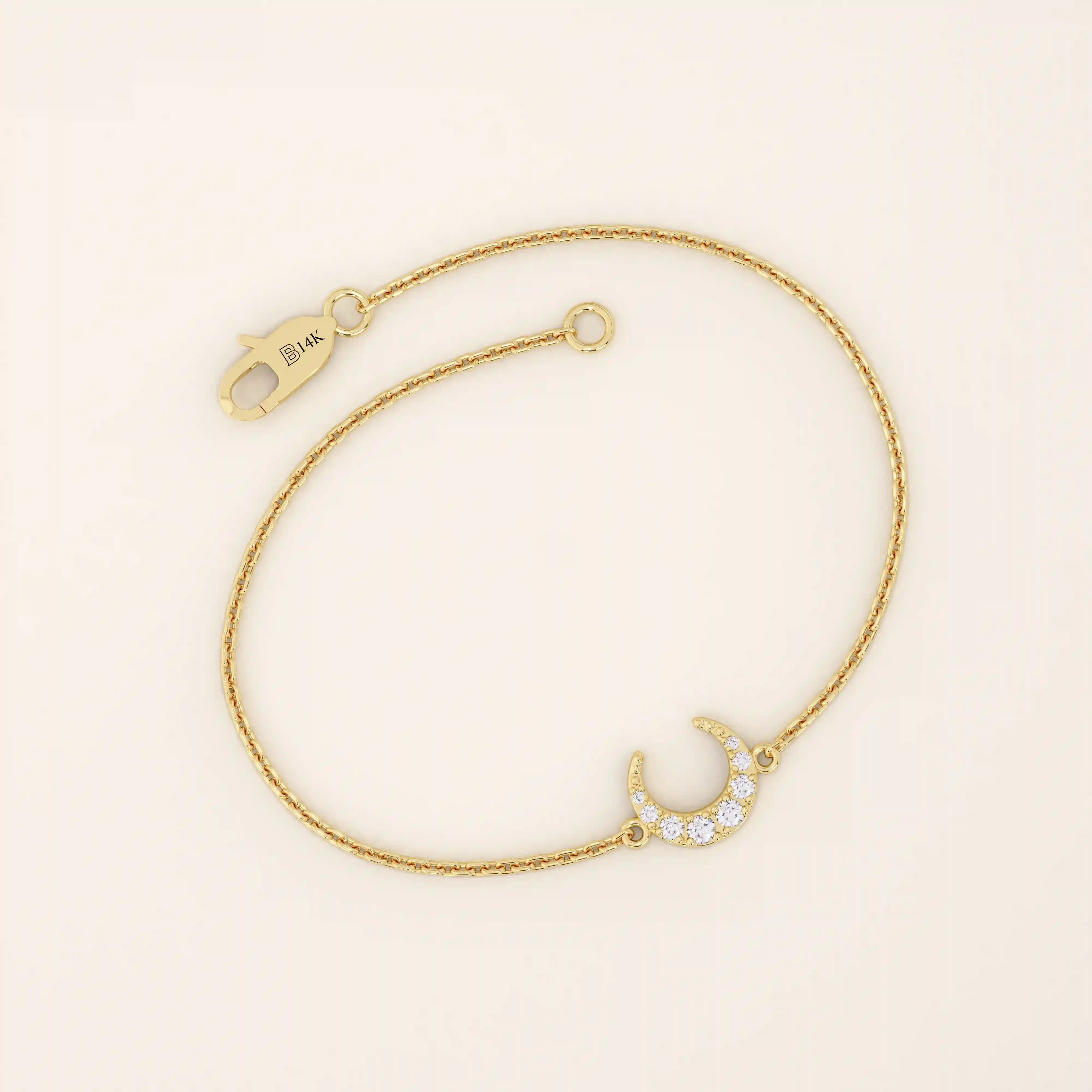 MOON CHARM BRACELET IN 14K SOLID GOLD