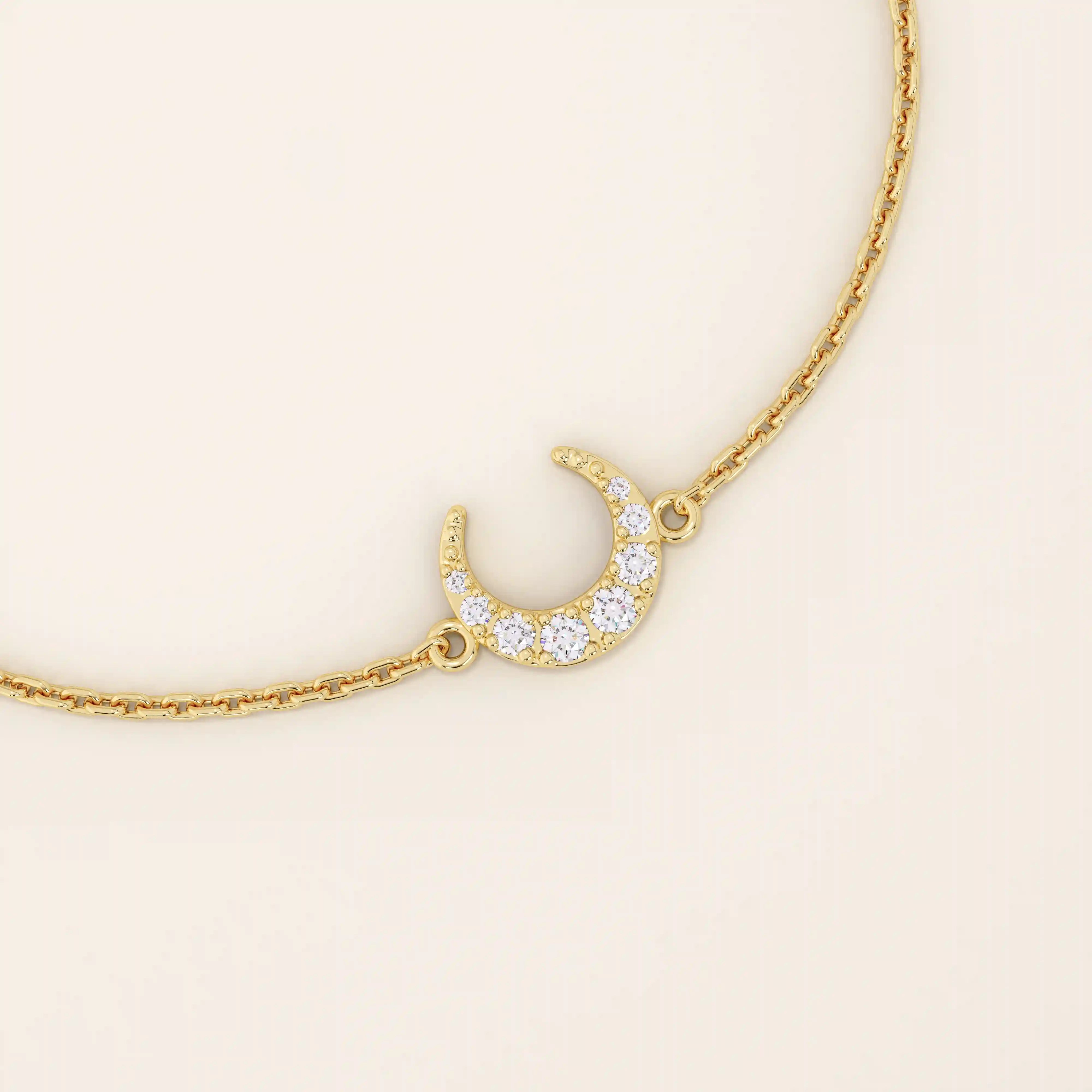 MOON CHARM BRACELET IN 14K SOLID GOLD