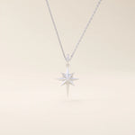 14k solid gold north star burst pendant necklace for women