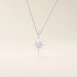 14k solid gold north star burst pendant necklace for women