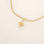 14k solid gold north star burst pendant necklace for women
