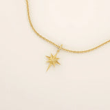 14k solid gold north star burst pendant necklace for women