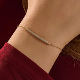 14K SOLID GOLD PAVE MOISSANITE BAR BRACELET FOR WOMEN