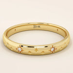 PAVE CZ CELESTIAL STAR 14K SOLID GOLD WEDDING RING