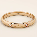 PAVE CZ CELESTIAL STAR 14K SOLID GOLD WEDDING RING