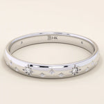 PAVE CZ CELESTIAL STAR 14K SOLID GOLD WEDDING RING