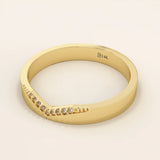 PAVE CZ V CURVE BAND WEDDING RING IN 14K SOLID GOLD