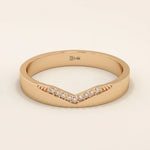 PAVE CZ V CURVE BAND WEDDING RING IN 14K SOLID GOLD