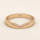 PAVE CZ V CURVE BAND WEDDING RING IN 14K SOLID GOLD