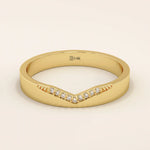 PAVE CZ V CURVE BAND WEDDING RING IN 14K SOLID GOLD