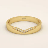 PAVE CZ V CURVE BAND WEDDING RING IN 14K SOLID GOLD