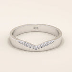 PAVE CZ V CURVE BAND WEDDING RING IN 14K SOLID GOLD