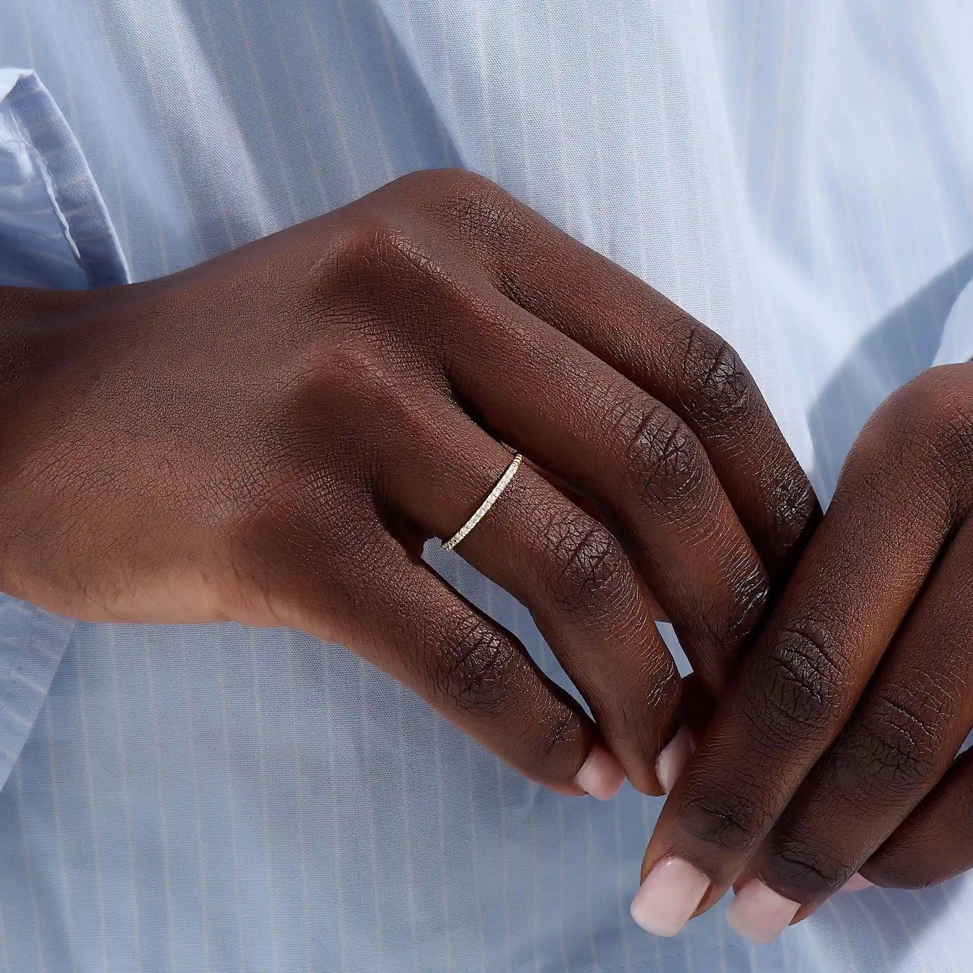 PAVE ETERNITY MOISSANITE WEDDING RING IN 14K GOLD