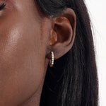 PAVE CZ HOOP EARRING IN SOLID GOLD