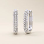 PAVE CZ OVAL U SHAPE HOOP EARRINGS IN GOLD