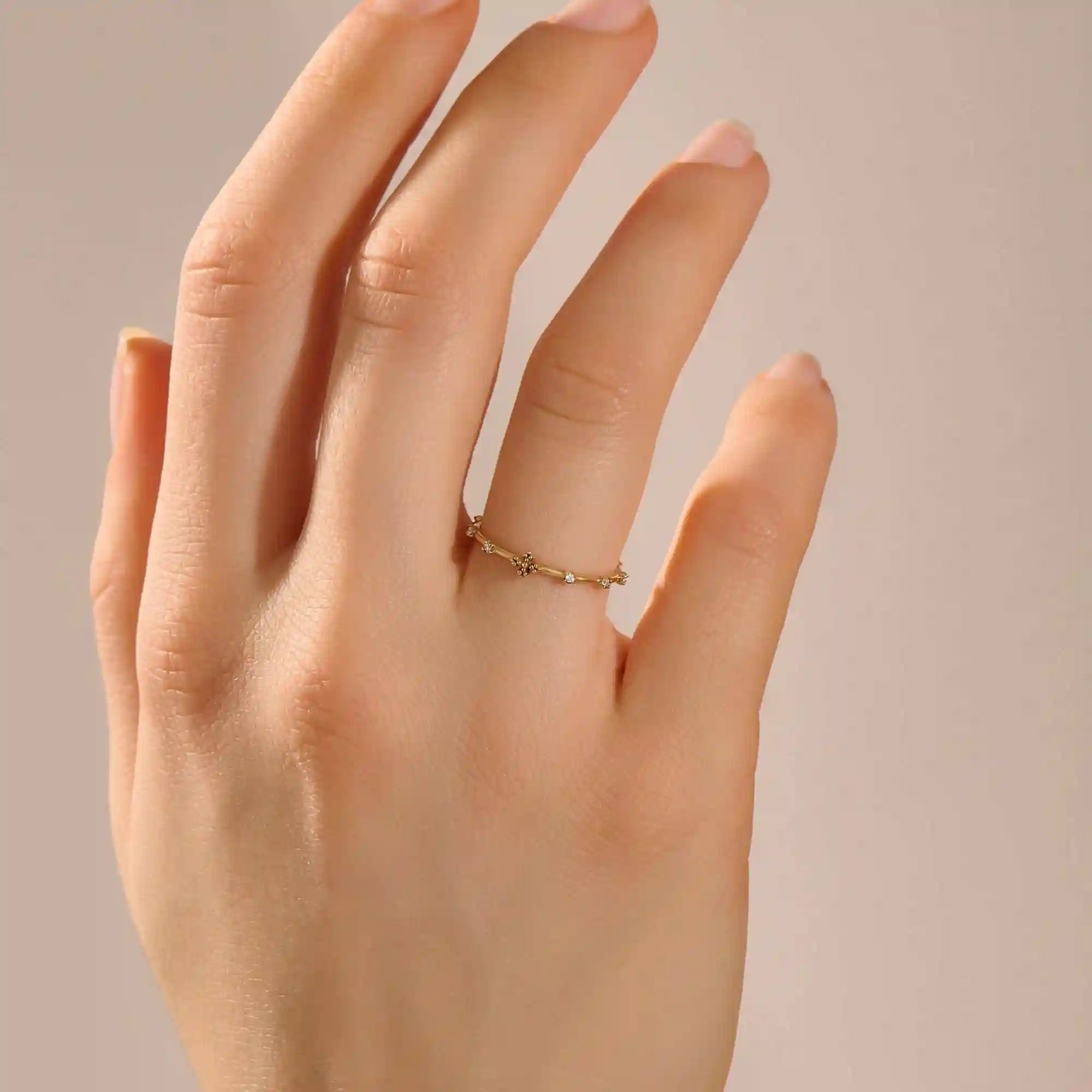 14k solid gold tiny moissanite small cross rosary praying ring