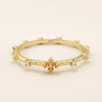 14k solid gold tiny moissanite small cross rosary praying ring