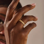 14K SOLID GOLD UNIQUE BUMPY WAVE DESIGN ALLIANCE WEDDING BAND FOR WOMEN PAVED WITH TINY MOISSANITE STONES 