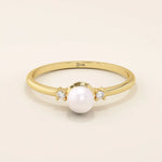 PEARL SOLITAIRE ENGAGEMENT RING IN 14K SOLID GOLD
