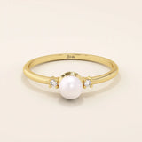 PEARL SOLITAIRE ENGAGEMENT RING IN 14K SOLID GOLD