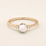 PEARL SOLITAIRE ENGAGEMENT RING IN 14K SOLID GOLD