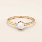PEARL SOLITAIRE ENGAGEMENT RING IN 14K SOLID GOLD