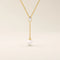 14k solid gold y lariat necklace with bezel set moissanite and freshwater pearl for women