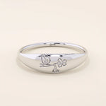 14k solid gold small signet ring with engraved birth flower