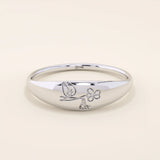 14k solid gold small signet ring with engraved birth flower