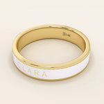 PERSONALIZED BLACK ENAMEL WEDDING BAND IN 14K SOLID GOLD