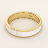 PERSONALIZED BLACK ENAMEL WEDDING BAND IN 14K SOLID GOLD