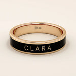PERSONALIZED BLACK ENAMEL WEDDING BAND IN 14K SOLID GOLD