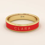 PERSONALIZED BLACK ENAMEL WEDDING BAND IN 14K SOLID GOLD