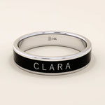 PERSONALIZED BLACK ENAMEL WEDDING BAND IN 14K SOLID GOLD